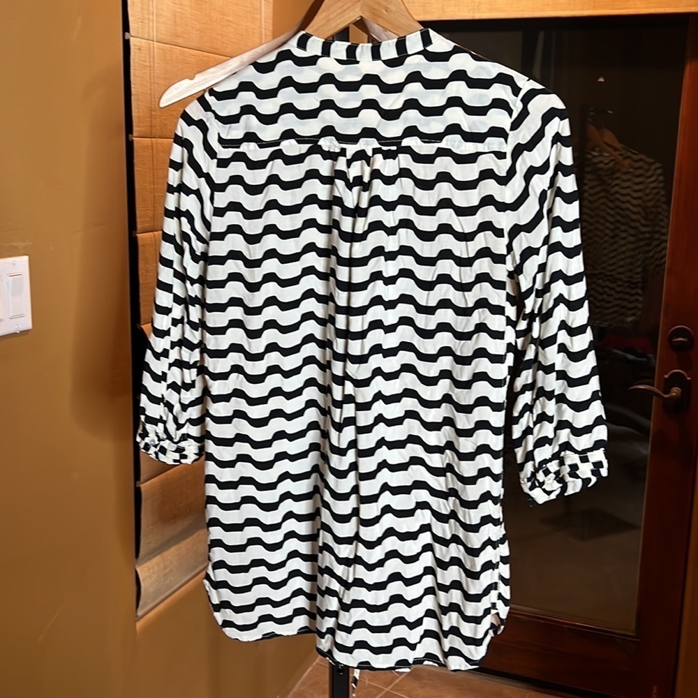 Anthropologie Isabella Sinclair Tunic Shirt Black White Size XS - Picture 8 of 8